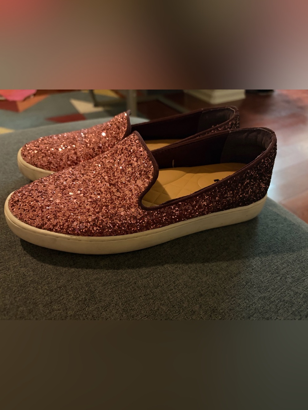 Birdies Rose Pink Glitter Slip-On Sneakers